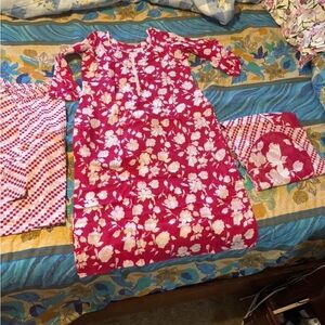 Floral Pink and White Dress Set Pakistani
